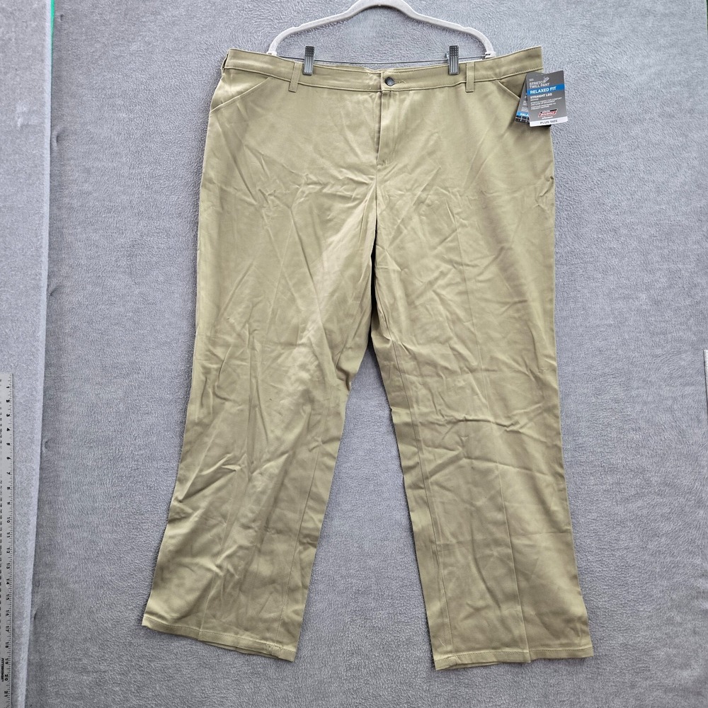 Dickies Women Pants 22W Beige Chino Straight Stretch Twill Relaxed Fit NWT